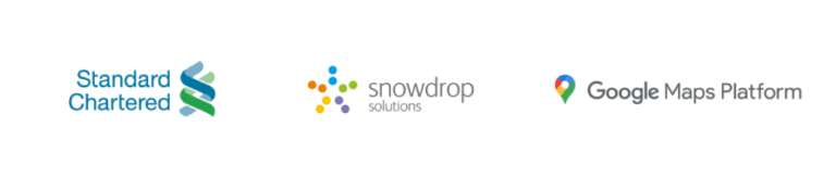 Standard Chartered, Snowdrop and Google Maps logos
