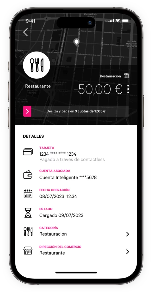 Evo Banco Transaction Detail Map